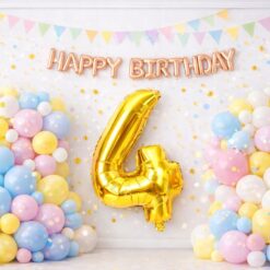 Numbriga õhupall 66cm - nr 4, kuldne Soodukas.Com