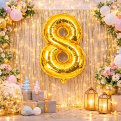 Numbriga õhupall 66cm - nr 8, kuldne Soodukas.Com