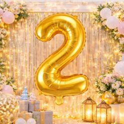 Numbriga õhupall 66cm - nr 2, kuldne Soodukas.Com