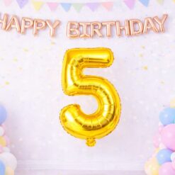 Numbriga õhupall 66cm - nr 5, kuldne Soodukas.Com