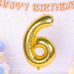 Numbriga õhupall 66cm - nr 6, kuldne Soodukas.Com