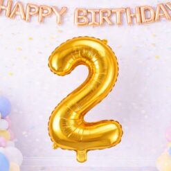 Numbriga õhupall 66cm - nr 2, kuldne Soodukas.Com