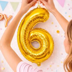 Numbriga õhupall 66cm - nr 6, kuldne Soodukas.Com