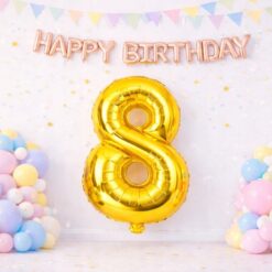 Numbriga õhupall 66cm - nr 8, kuldne Soodukas.Com