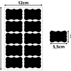 Isekleepuvad vürtsipurgi etiketid 192 tk, mustad + valge kriidimarker Soodukas.Com