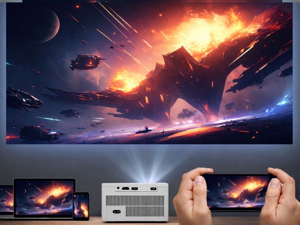 Kompaktne nutiprojektor Android TV, WiFi, Bluetoothi ja kuni 120″ pildiga – Soodukas.Com Kompaktne nutiprojektor Android TV, WiFi, Bluetoothi ja kuni 120″ pildiga - Image 4